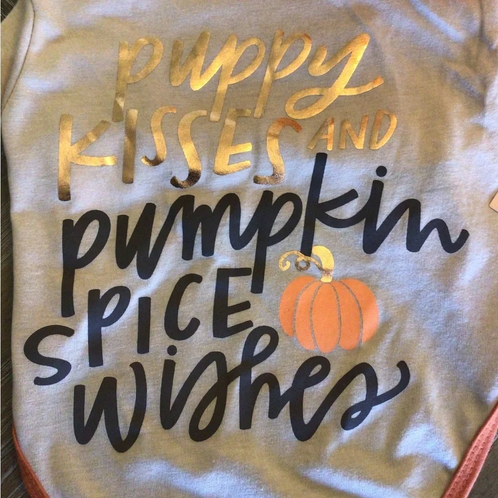 Cute Fall Autumn Pumpkin Dog Pet Tee Shirt Clothing Size Medium